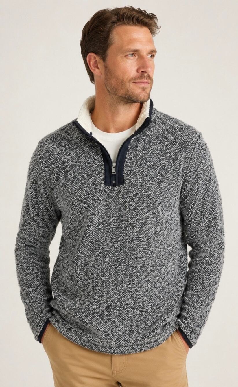 Orvis Men’s XL Sherpa Lined Quarter Zip Fleece Pullover Gray